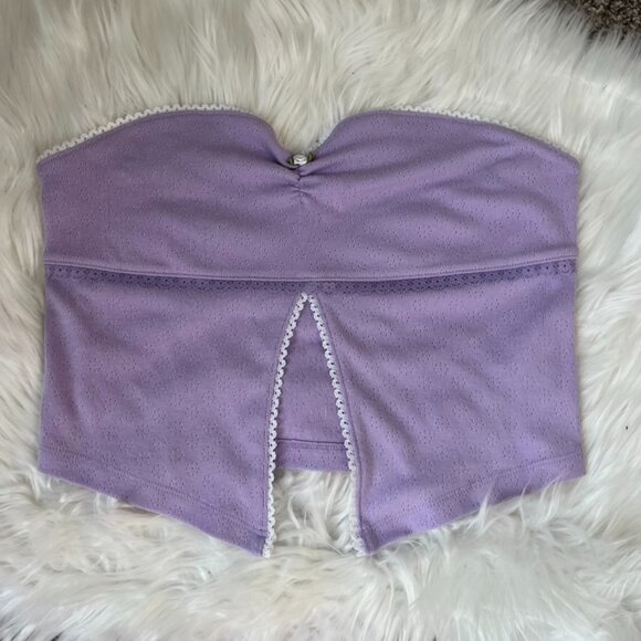 Urban Outfitters Kimchi Blue Light Purple Lace Tube Top Women's Large - Picture 1 of 7